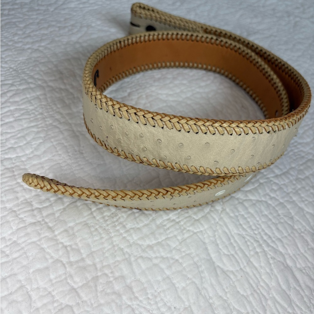 Ostrich Leather Braided Edge Belt | J.L. Barker The Diamondback | 38